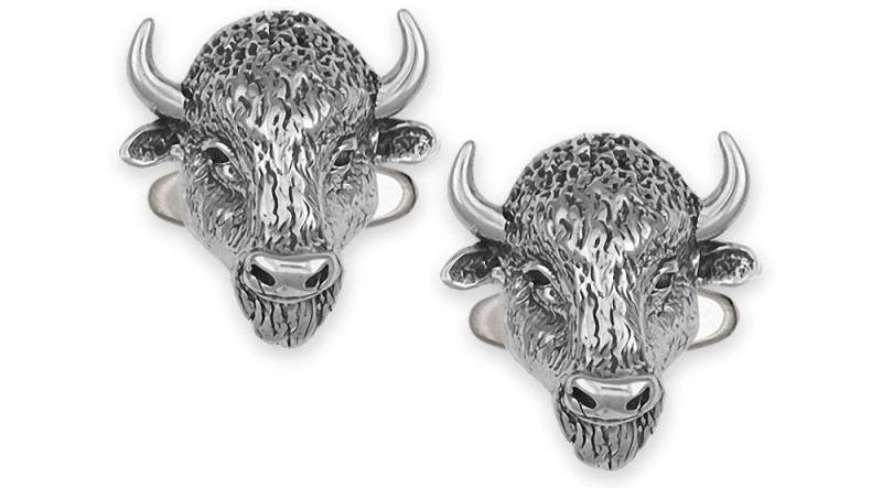 Bison Manschettenknöpfe Buffalo Schmuck Sterling Silber Handmade Buf1x-Cl von Efsterling