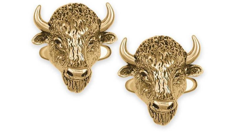 Bison Schmuck Buffalo Manschettenknöpfe 14K Gold Handmade Buf1x-Clg von Efsterling