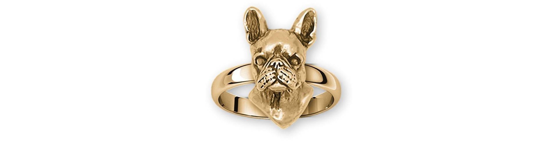 Boston Terrier Schmuck 14K Gelbgold Handgemacht Ring Bt52x-Rg von Efsterling