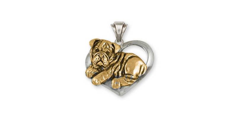 Bulldogge Anhänger Schmuck Gold Vermeil Handgefertigte Hund Bd40-Pvm von Efsterling