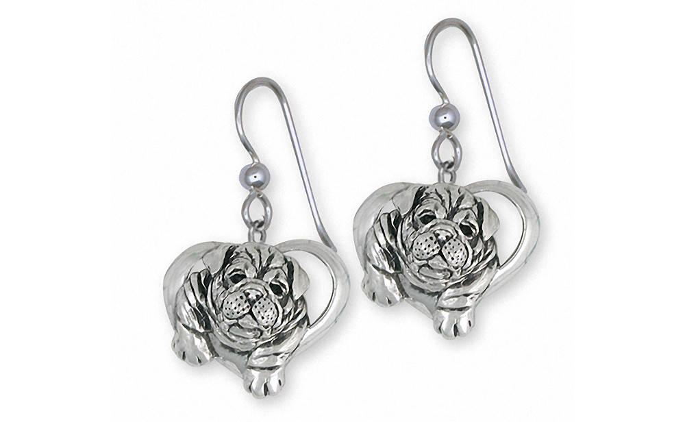 Bulldogge Schmuck Ohrringe Sterling Silber Handmade Hund Bd25S-E von Efsterling