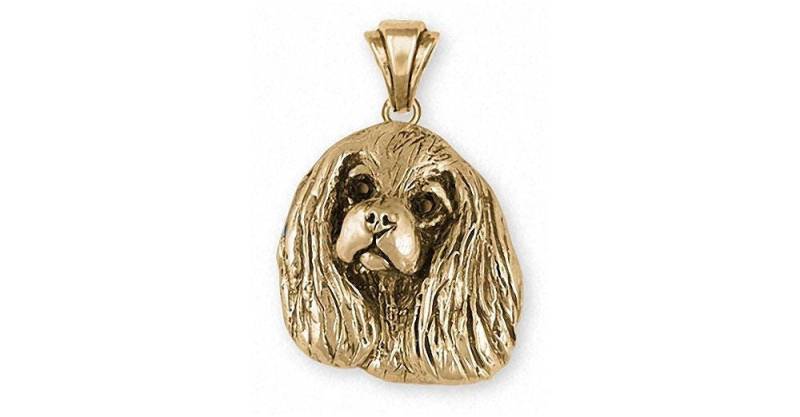 Cavalier Jewelry King Charles Spaniel Schmuck 14K Gold Anhänger Handgemachter Hundeschmuck Cav2-Pg von Efsterling