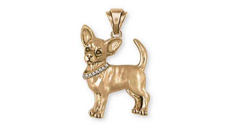 Chihuahua Schmuck Anhänger 14K Gelbgold Vermeil Charms Und Cu17-Spvm von Efsterling