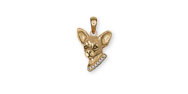 Chihuahua Schmuck Anhänger 14K Gelbgold Vermeil Charms Und Cu21-Spvm von Efsterling