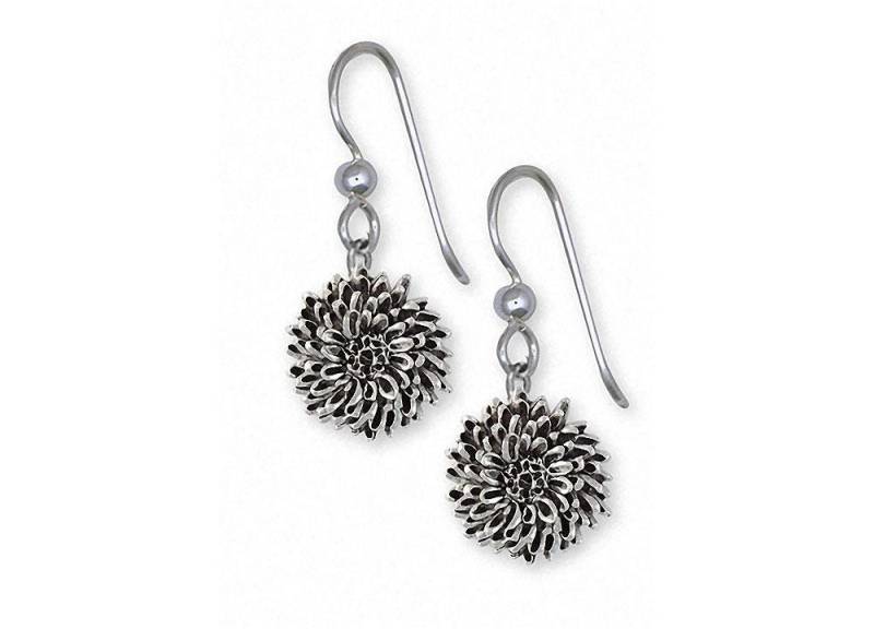 Chrysantheme Schmuck Ohrringe Sterling Silber Handgemachte Blume Cry2x-E von Efsterling
