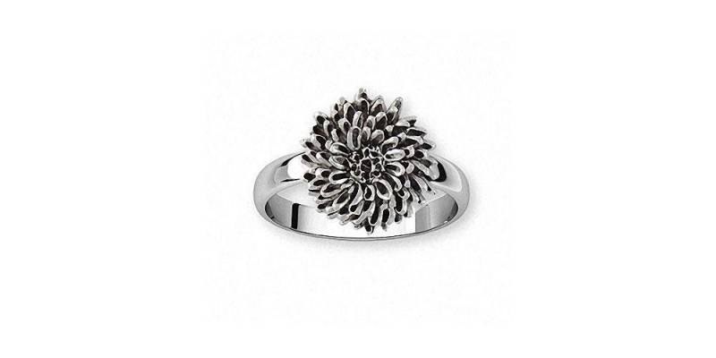 Chrysantheme Schmuck Ring Sterling Silber Handgemachte Blume Cry2x-R von Efsterling