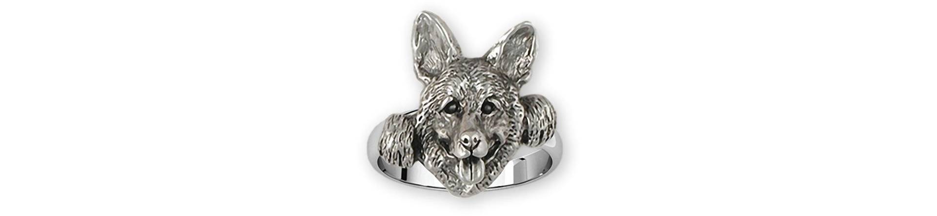 Deutscher Schäferhund Schmuck Sterling Silber Handarbeit Ring Gs111x-R von Efsterling