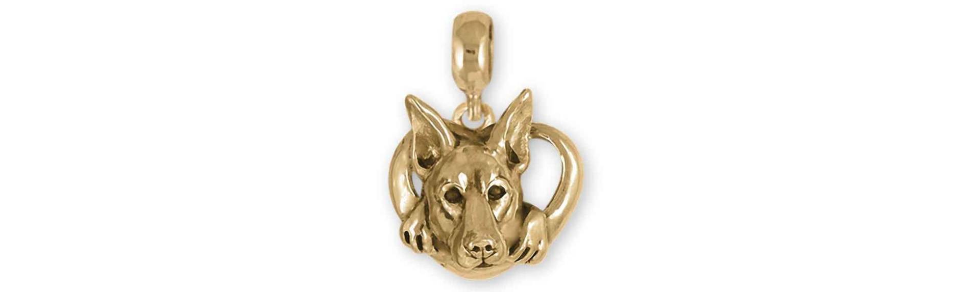 Doberman Pinscher Schmuck 14K Gelbgold Handgemacht Charm Schieber Dieser Passt Eine Pandora® Schiebearmband But8-Pnsg von Efsterling