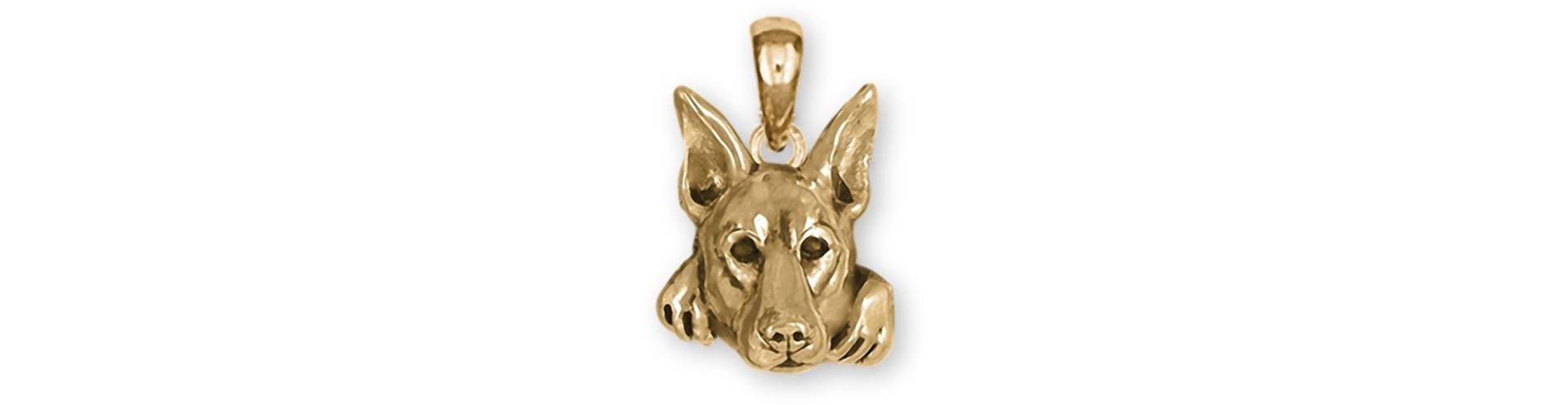 Doberman Pinscher Schmuck 14K Gold Vermeil Handarbeit Anhänger But8N-Pvm von Efsterling