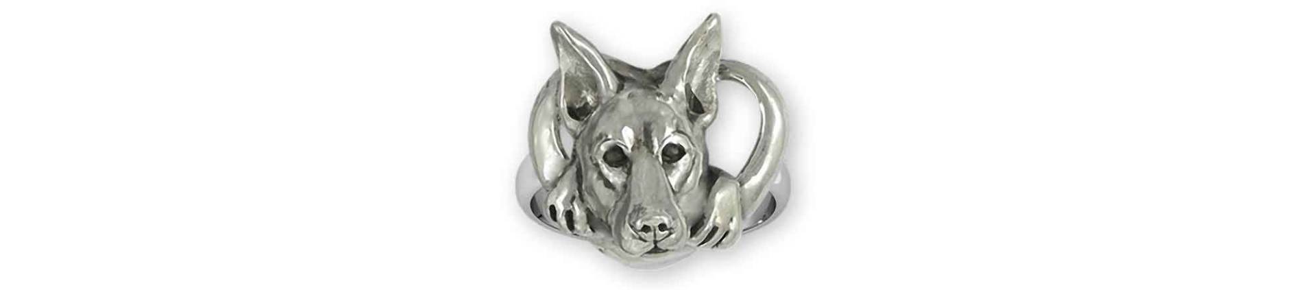 Doberman Pinscher Schmuck Sterling Silber Handarbeit Ring But8-R von Efsterling