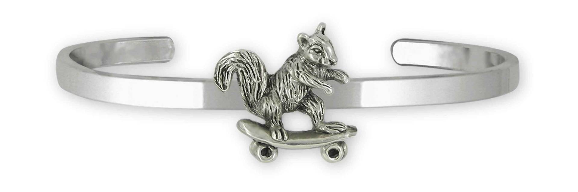 Eichhörnchen Auf Skateboard Schmuck Sterling Silber Handgemacht Armband Sq7-Cb von Efsterling