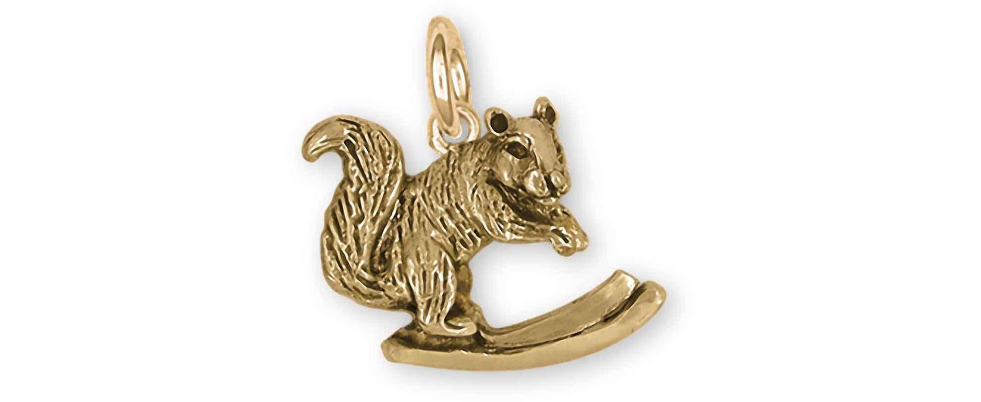 Eichhörnchen Auf Skis Schmuck 14K Gelbgold Handgemacht Ski Charm Sq6-Cg von Efsterling