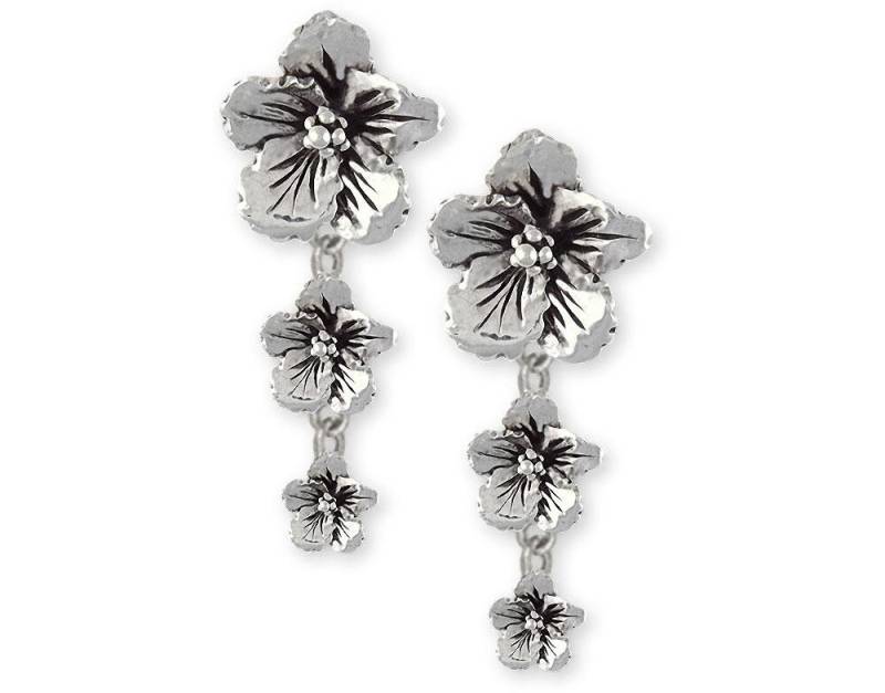 Hibiskus Ohrringe Schmuck Sterling Silber Handgemachte Blume Hib23x-E von Efsterling
