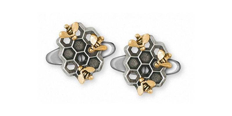 Honig Biene Schmuck Manschettenknöpfe Silber Und 14K Gold Handgemachte Honigbiene Ut9-Tncl von Efsterling