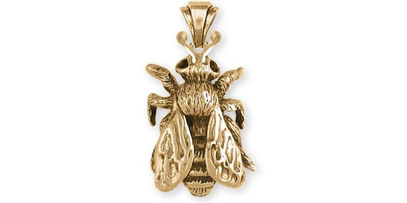 Honigbiene Anhänger Schmuck 14K Gold Handgemachte Bee3-Pg von Efsterling