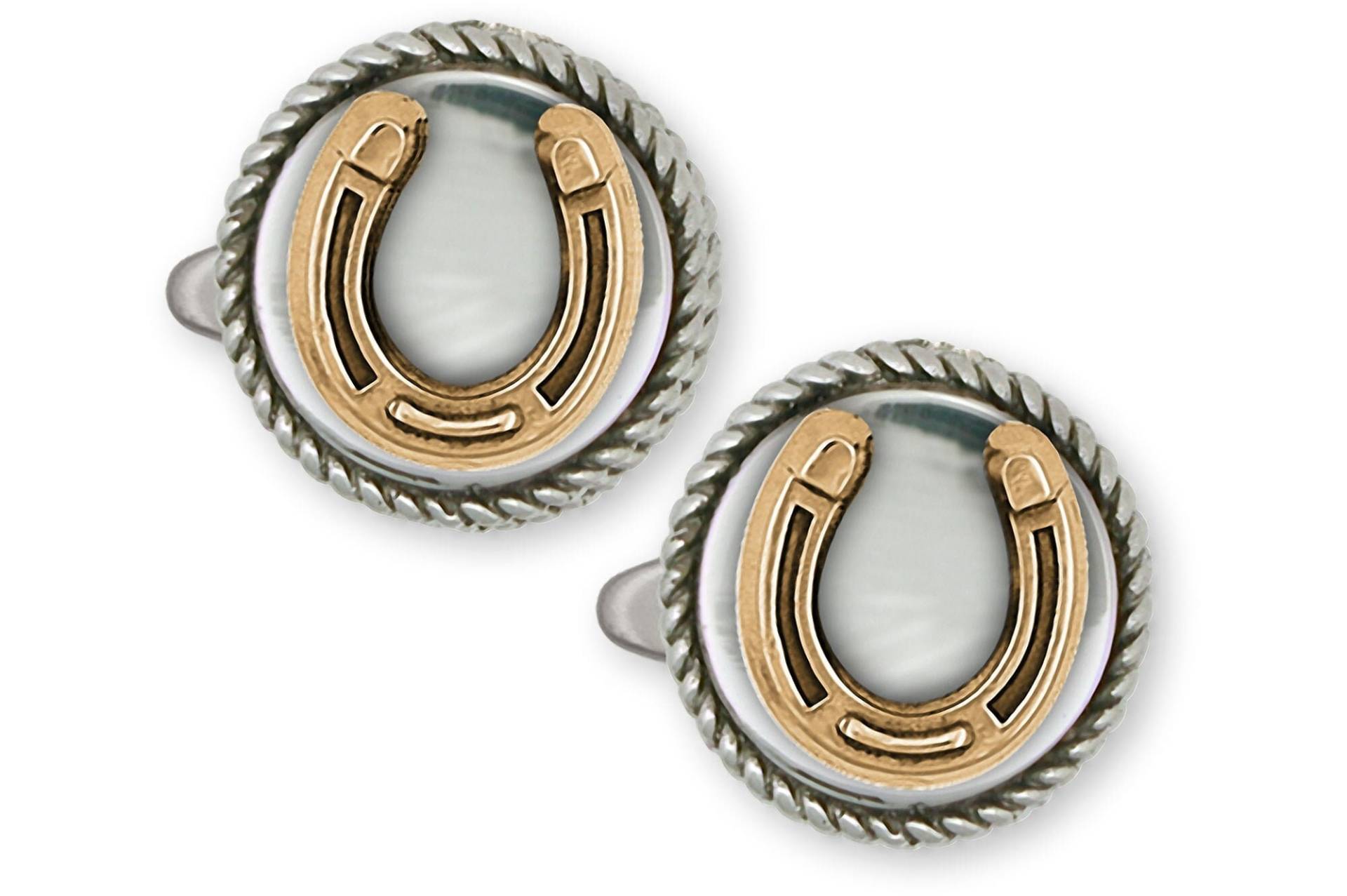 Hufeisen Schmuck Sterling Silber Und Gelb Bronze Handgefertigte Manschettenknöpfe Hs3-Bzcl Hufeisen Schmuck Sterling Silber Und Gelb Bronze Handgefertigte Manschettenknöpfe Hs3-Bzcl von Efsterling