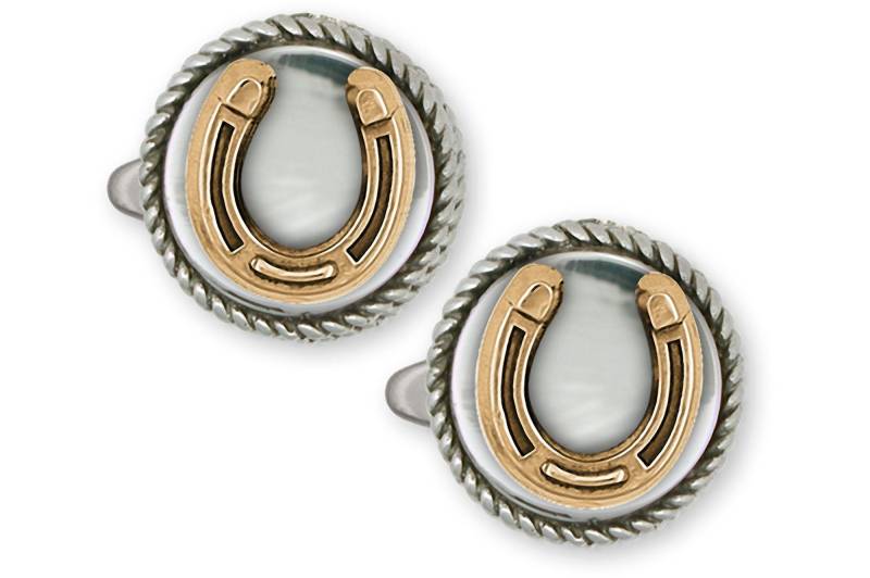 Hufeisen Schmuck Sterling Silber Und Gelb Bronze Handgefertigte Manschettenknöpfe Hs3-Bzcl von Efsterling