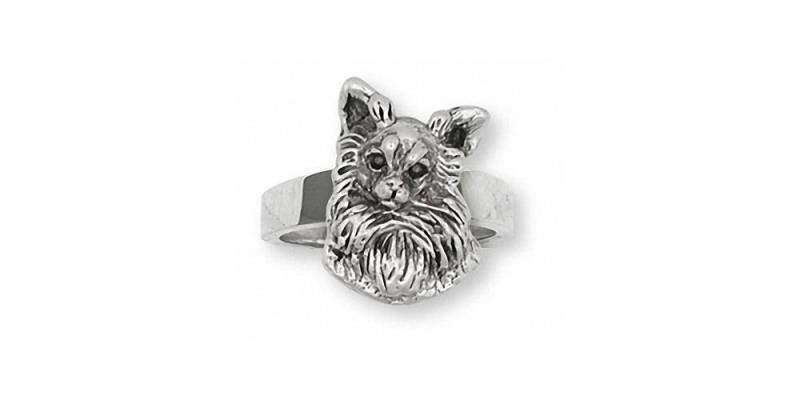 Langhaar Chihuahua Ring Schmuck Sterling Silber Handgemachter Hundering Ch59-R von Efsterling