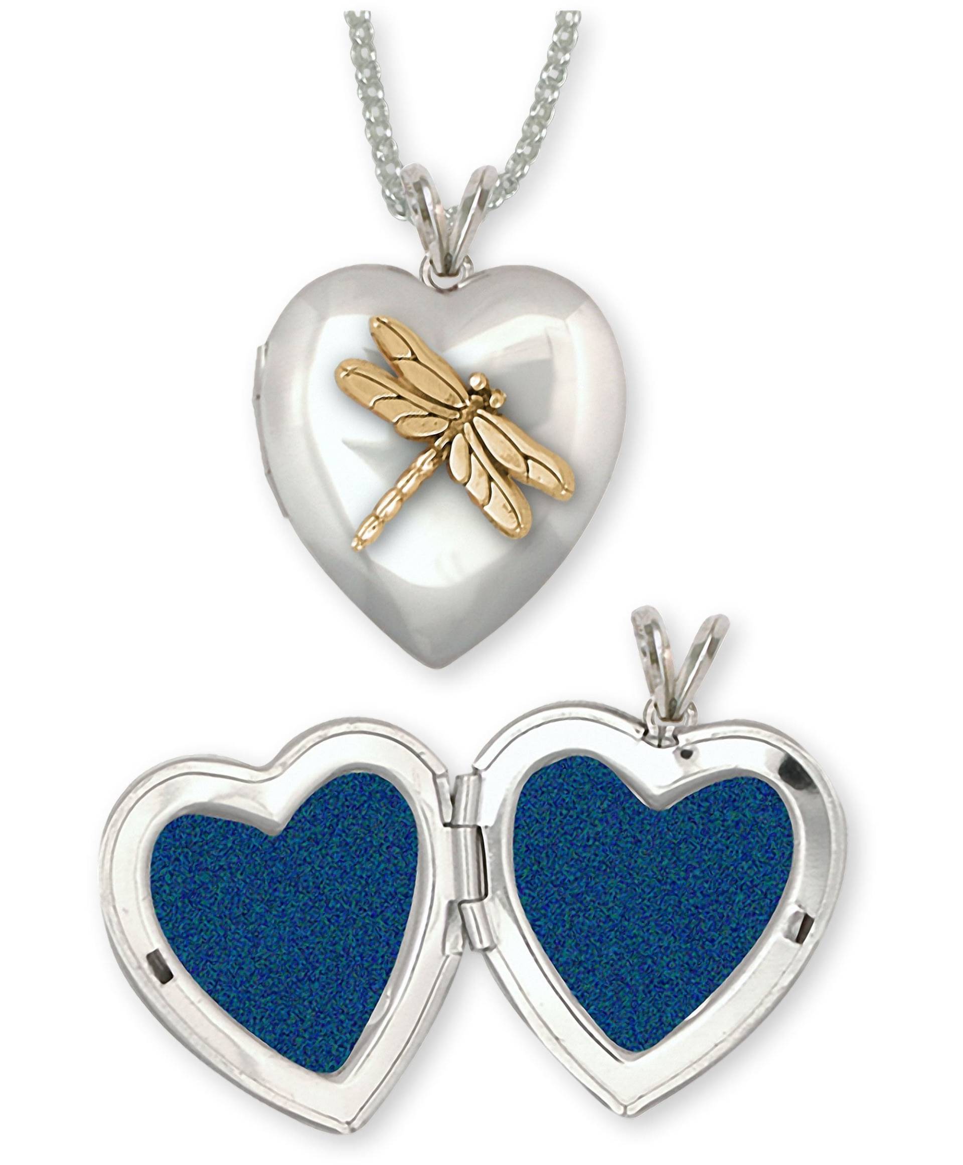 Libelle Schmuck Silber Und 14K Gold Handgemachte Foto Locket Dy3-Tnt von Efsterling