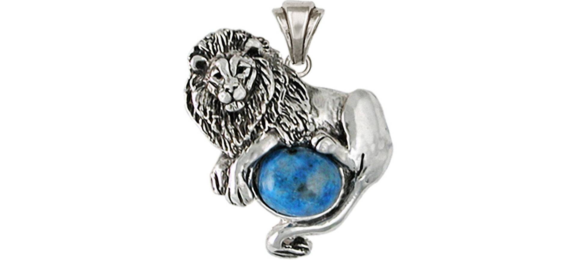 Löwe Schmuck Massiv Sterling Silber Anhänger - Lion2P von Efsterling