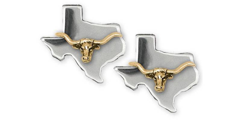 Longhorn Jewelry, Silber Und 14 Karat Gold, Handgefertigte Longhorn-Manschettenknöpfe Ln7-Tnetxcl von Efsterling