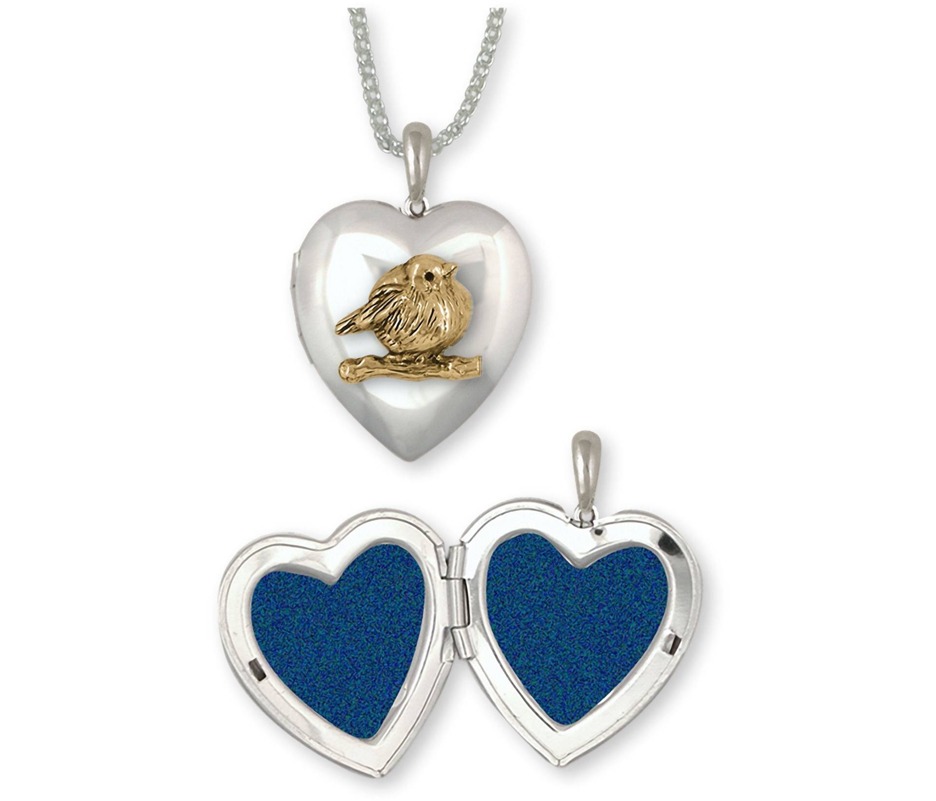 Love Bird Schmuck Silber Und 14K Gold Handmade Foto Medaillon Lvb2-Tnt von Efsterling