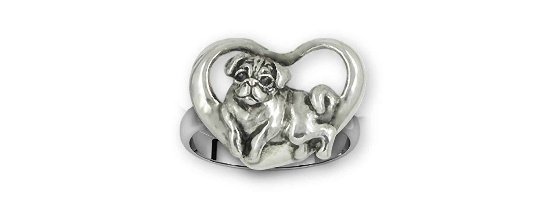 Mops Schmuck Sterling Silber Handgemacht Ring Pg50-R von Efsterling