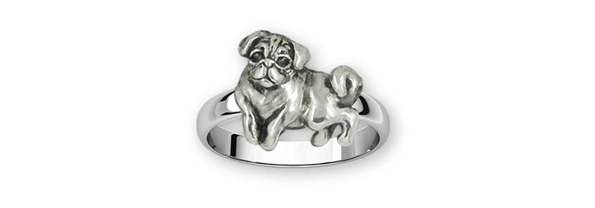 Mops Schmuck Sterling Silber Handgemacht Ring Pg50Nh-R von Efsterling