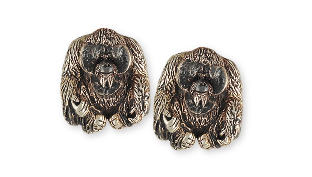 Orang-Utan Manschettenknopf Schmuck Affe Manschettenknöpfe Handgemachte Gelbe Bronze Og1-Clbz von Efsterling