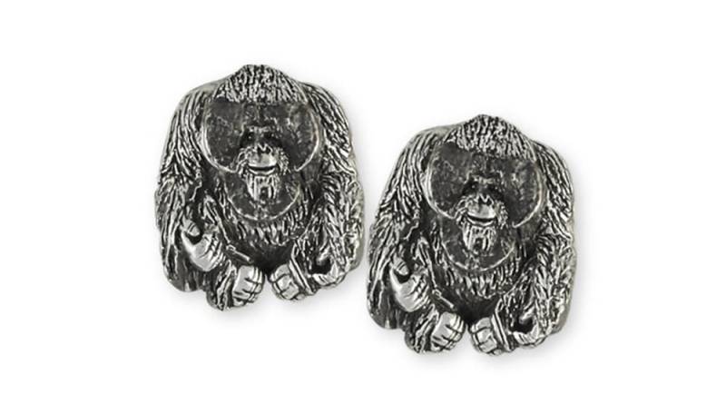 Orang-Utan Manschettenknopf Schmuck Affe Manschettenknöpfe Handgemachte Sterling Silber Og1-Cl von Efsterling