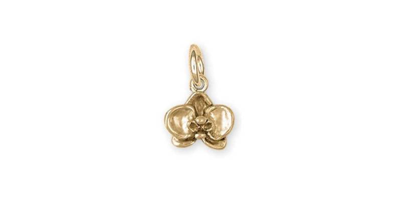 Orchideen-Charme-Schmucksachen 14K Gold Orchideen-Charme-Handgemachte Blumen-Schmuck Or3-C von Efsterling