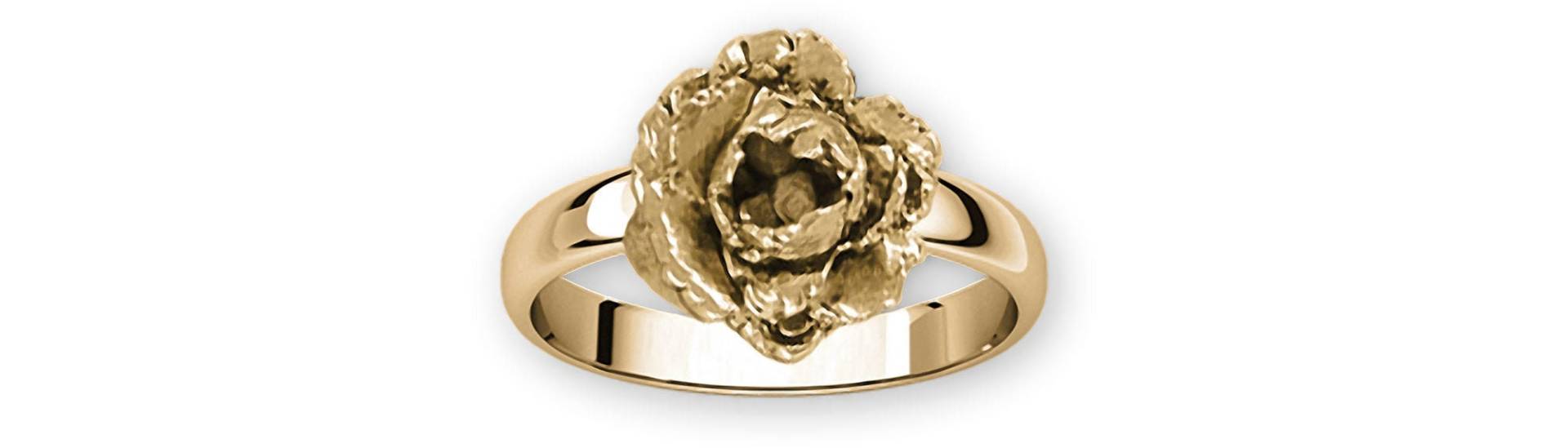 Pfingstrose Schmuck 14K Gelbgold Handgemacht Blumen Ring Pny3-Rg von Efsterling