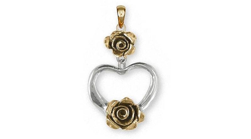 Rose Anhänger Schmuck Silber Und 14K Gold Handgemachte Blume Rs9-Tn2P von Efsterling