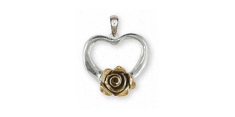 Rose Anhänger Schmuck Silber Und 14K Gold Handgemachte Blume Rs9-Tep von Efsterling