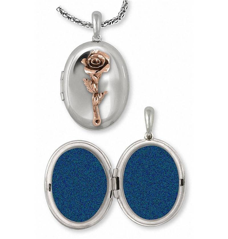 Rose Schmuck Langen Stiel Foto Locket Gold Und Sterling Silber Handgemachte Blume von Efsterling