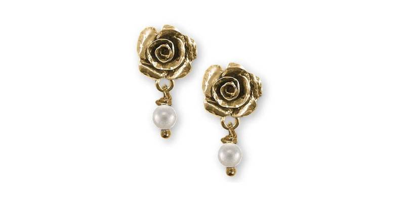 Rose Schmuck Ohrringe 14K Gold Vermeil Handgemachte Blume Rs11-Wpevm von Efsterling