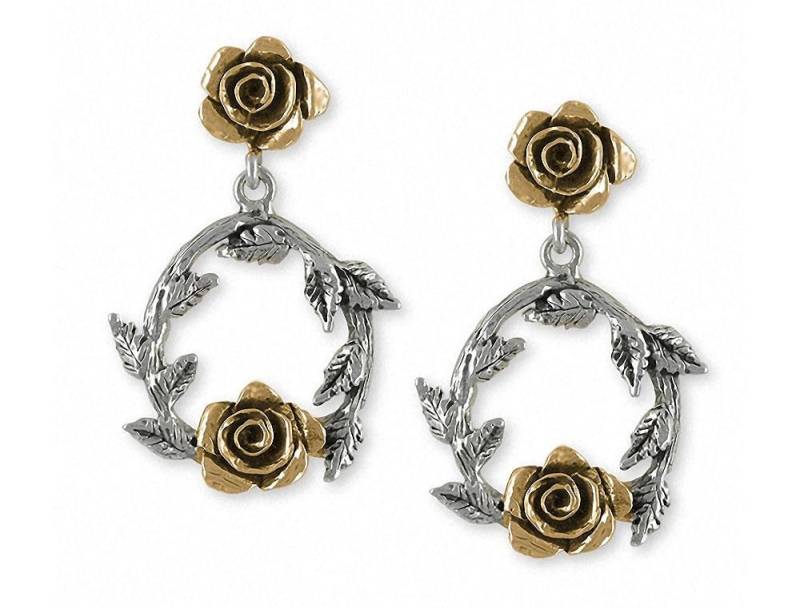Rose Schmuck Ohrringe Gold Vermeil Handmade Blume Rsh-Evm von Efsterling