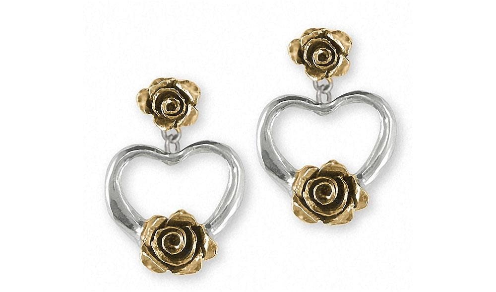 Rose Schmuck Ohrringe Silber Und 14K Gold Handgemachte Blume Rs9-Tne Rose Schmuck Ohrringe Silber Und 14K Gold Handgemachte Blume Rs9-Tne von Efsterling
