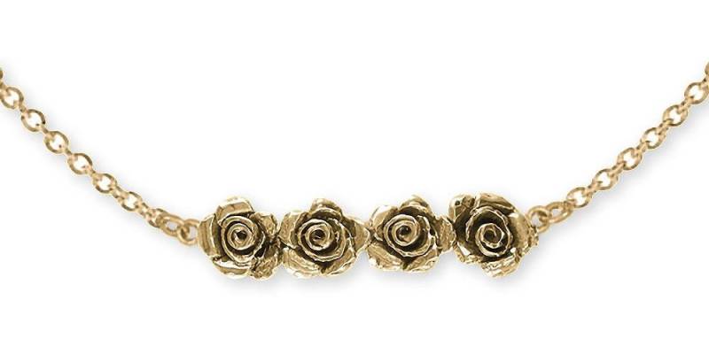 Rose Schmuck Halskette 14K Gold Handgemachte Blume Rs8-Nkg von Efsterling