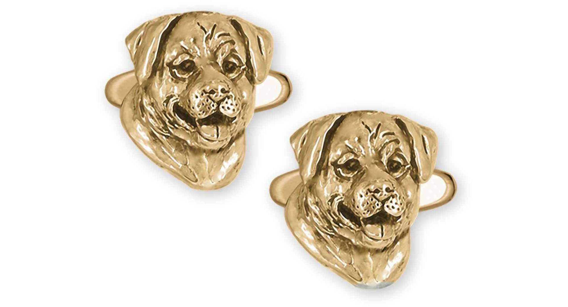 Rottweiler Schmuck 14K Gelbgold Handgemacht Manschettenknöpfe Rot4-Clg von Efsterling