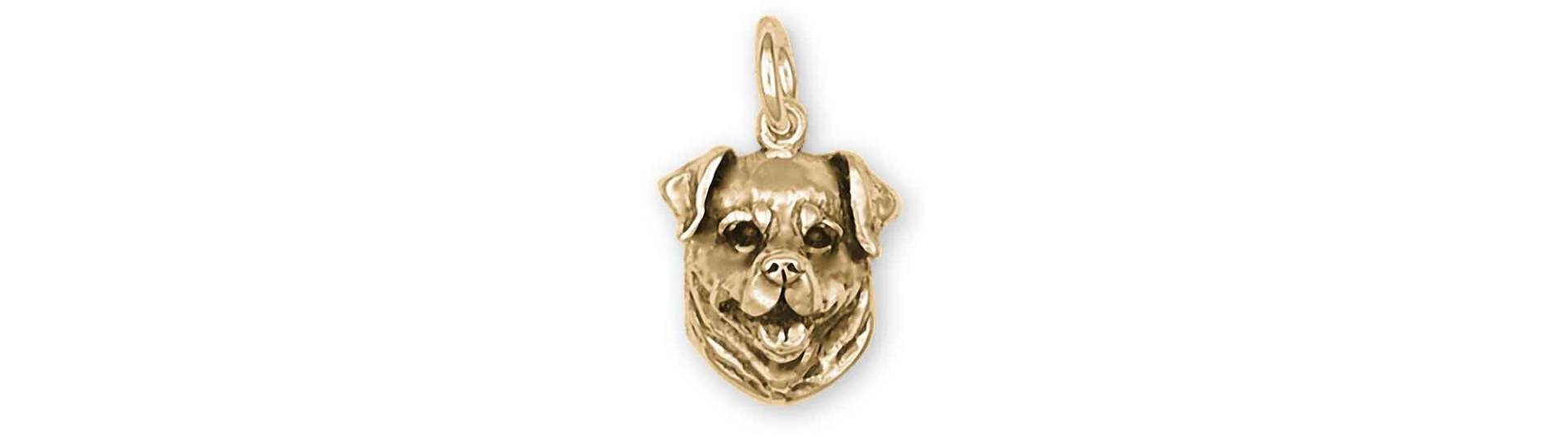 Rottweiler Schmuck 14K Gelbgold Handmade Charm Rt1-Cg von Efsterling