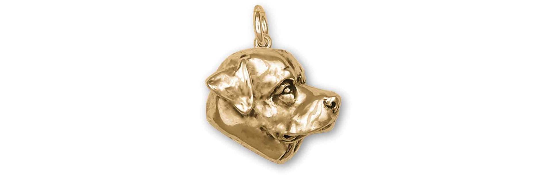 Rottweiler Schmuck 14K Gelbgold Handmade Charm Rt2-Cg von Efsterling