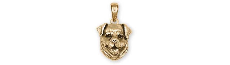Rottweiler Schmuck 14K Gold Vermeil Handarbeit Anhänger Rt1-Pvm von Efsterling