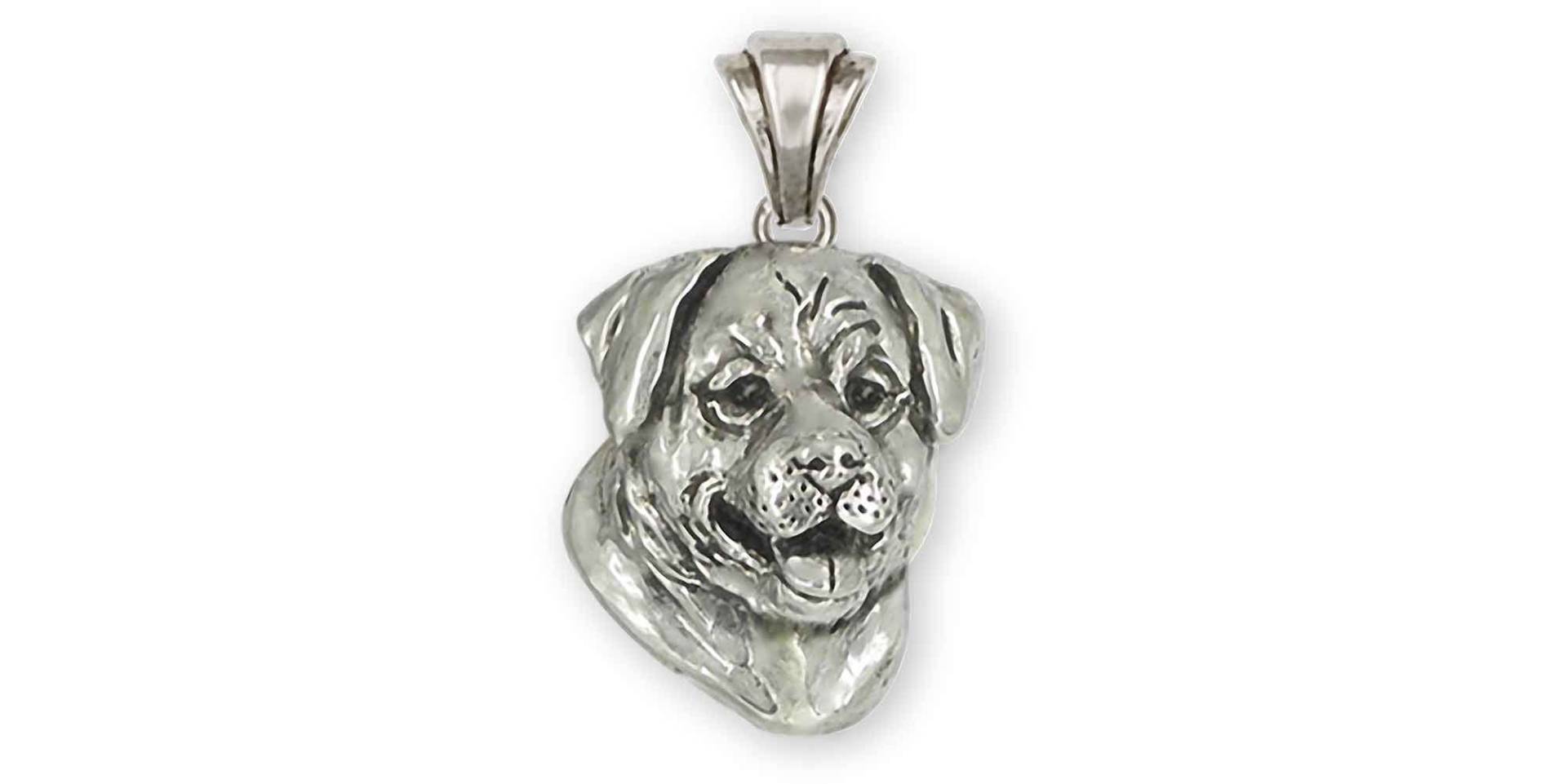 Rottweiler Schmuck Sterling Silber Handarbeit Anhänger Rot4-P von Efsterling