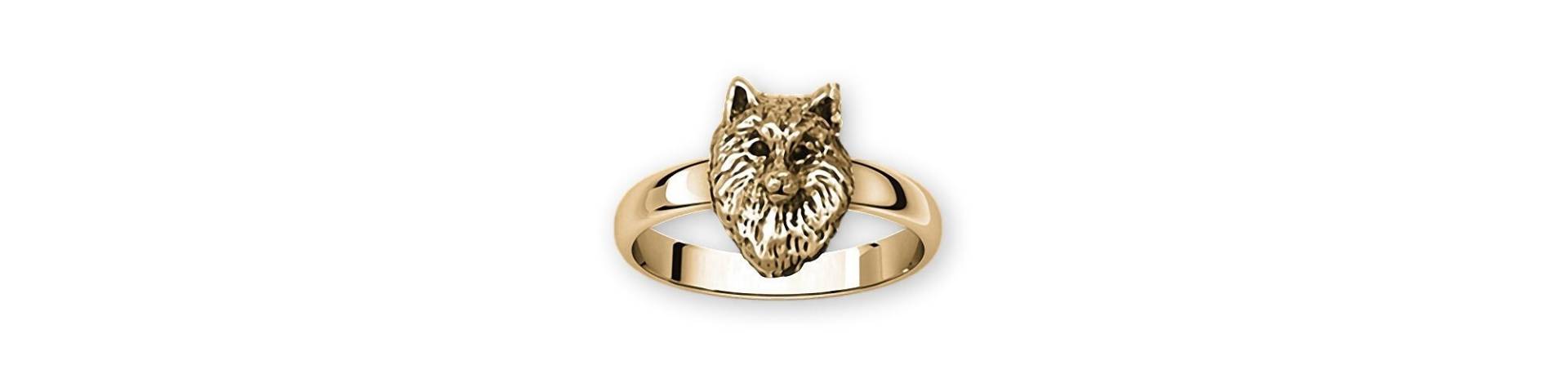 Samoyed Schmuck 14K Gelbgold Handgemachter Samamoyed Ring Sm2-Rg von Efsterling