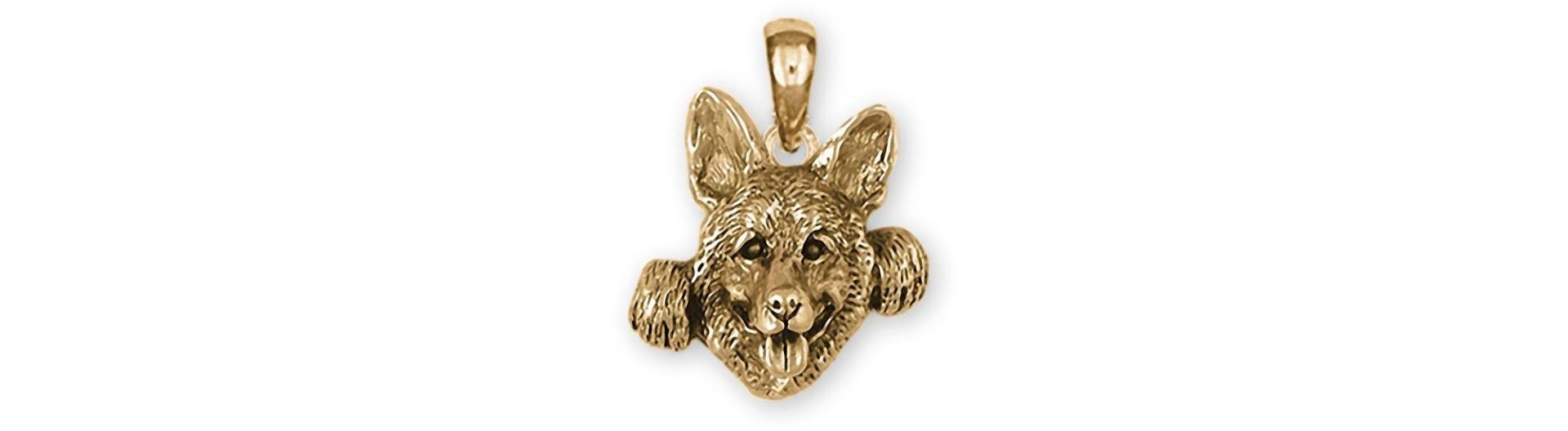 Schäferhund Schmuck 14K Gold Vermeil Handarbeit Deutscher Anhänger Gs111x-Pvm von Efsterling