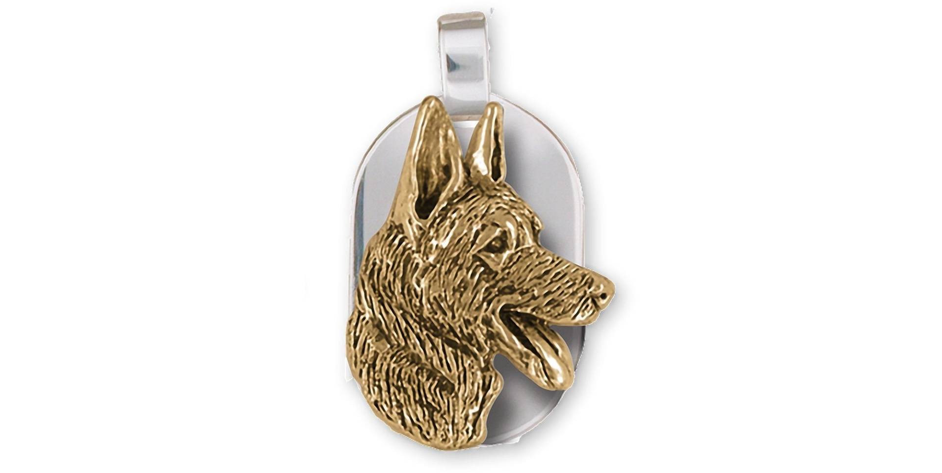 Schäferhund Schmuck Silber Und 14K Gold Handarbeit Deutscher Anhänger Gmn1-Tndt von Efsterling