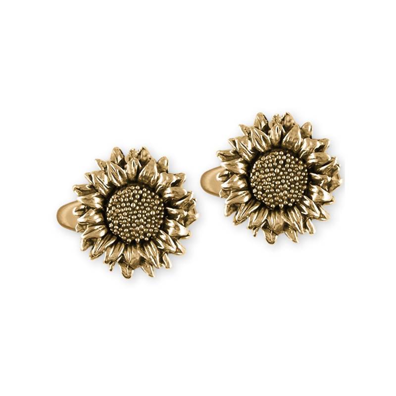 Sonnenblume Schmuck 14K Gold Handgefertigte Manschettenknöpfe Sftx3-Clg von Efsterling