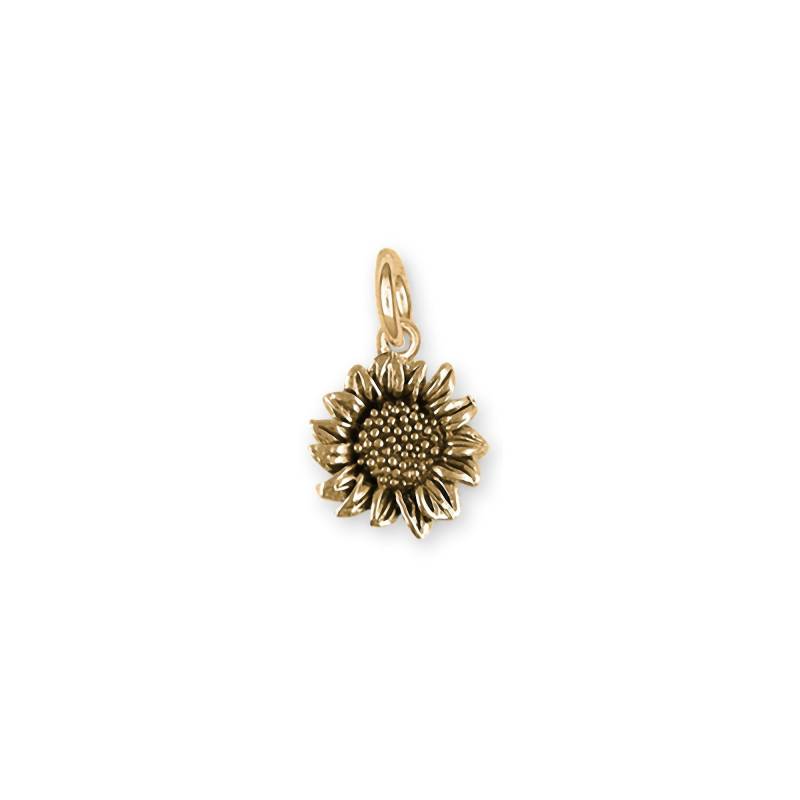 Sonnenblume Schmuck 14K Gold Handgemachte Charme Sfft2-C von Efsterling