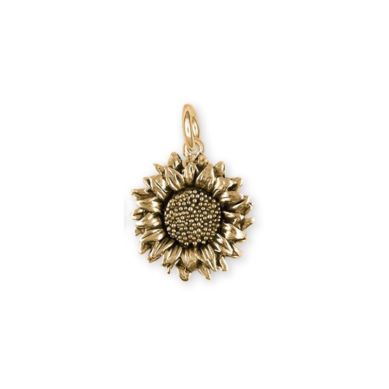 Sonnenblume Schmuck 14K Gold Handgemachte Charme Sfft3-C von Efsterling